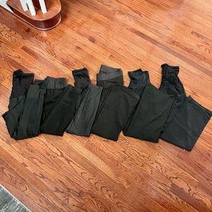 Lot of black maternity pants. Gap, Old Navy, Motherhood, Jessica Simpson